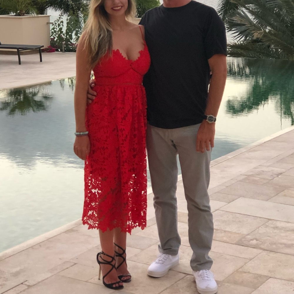 Bardot Red Lace Dress